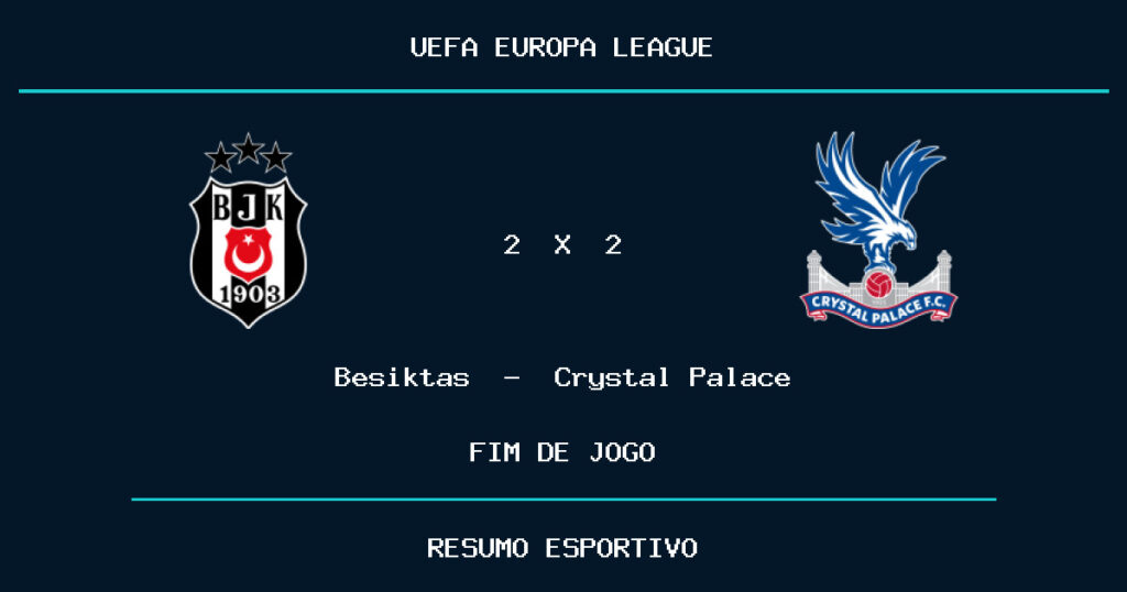 Beşiktaş e Crystal Palace empatam por 2 a 2