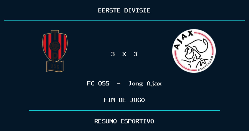 Jong Ajax busca empate aos 90+2 e evita derrota contra FC OSS