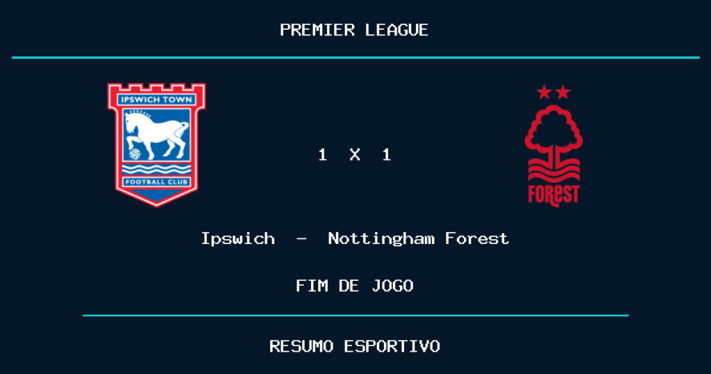 Ipswich e Nottingham Forest empatam por 1 a 1