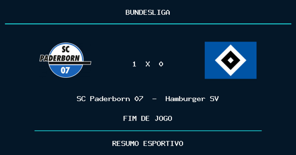 SC Paderborn 07 marca no fim e vence Hamburger SV por 1 a 0