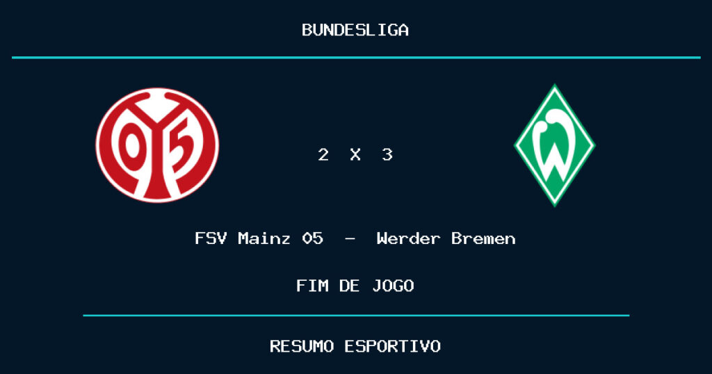 Werder Bremen vence FSV Mainz 05 por 3 a 2