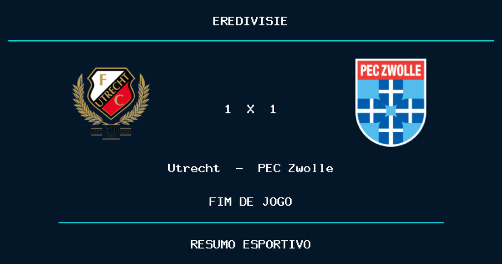 Utrecht busca empate aos 90+1 e evita derrota contra PEC Zwolle