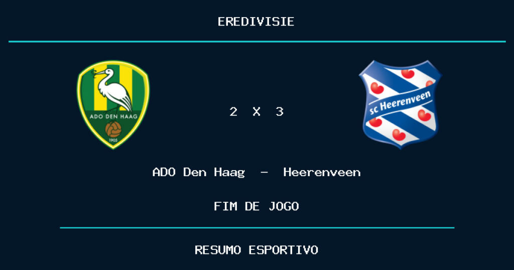 Heerenveen vence ADO Den Haag por 3 a 2