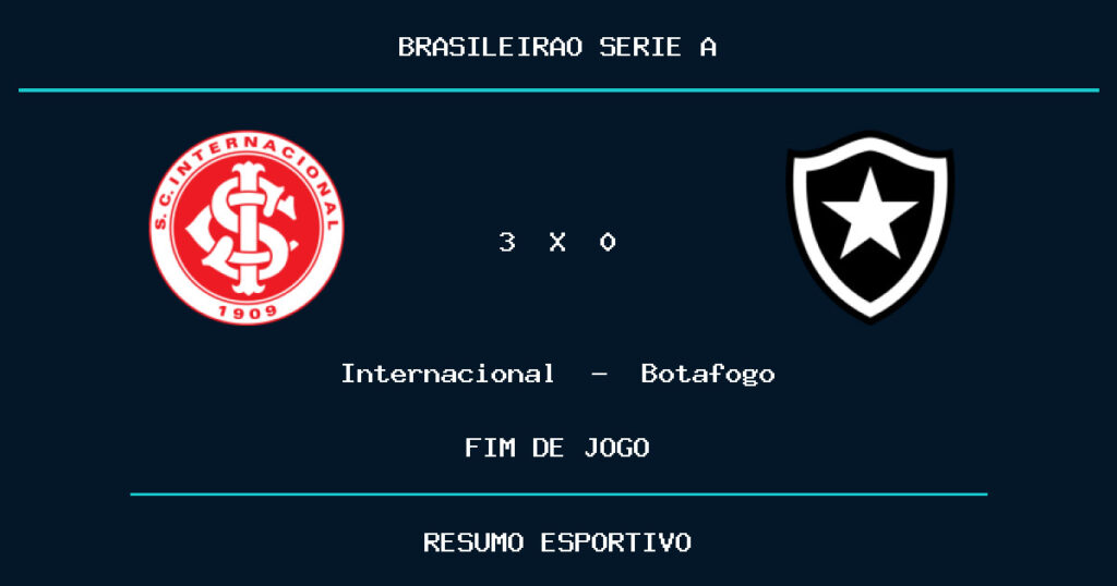 Internacional vence Botafogo por 3 a 0