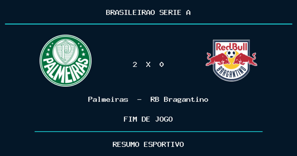 Palmeiras vence RB Bragantino por 2 a 0
