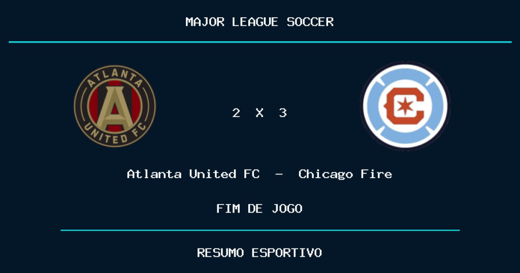 Chicago Fire reage e vence Atlanta United FC por 3 a 2
