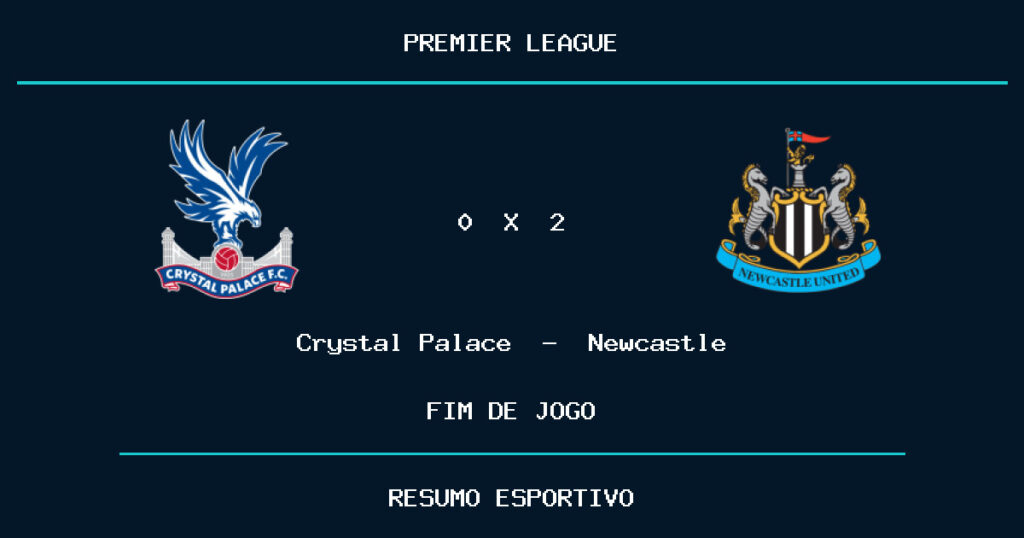 Newcastle vence Crystal Palace por 2 a 0