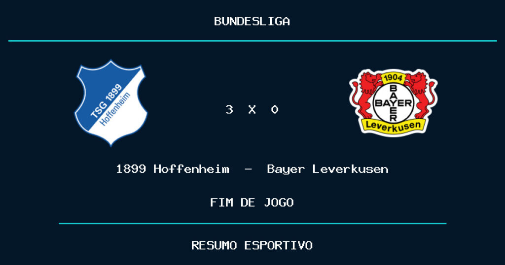 1899 Hoffenheim vence Bayer Leverkusen por 3 a 0