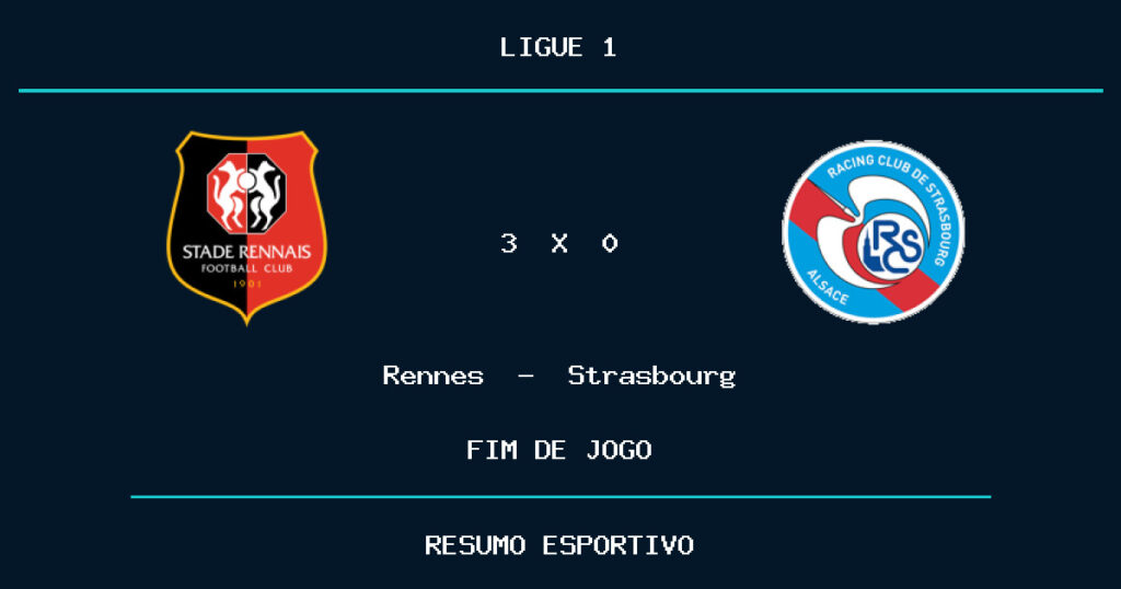 Rennes vence Strasbourg por 3 a 0