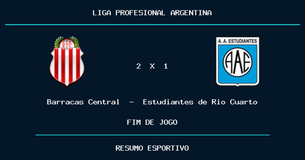 Barracas Central reage e vence Estudiantes de Rio Cuarto por 2 a 1