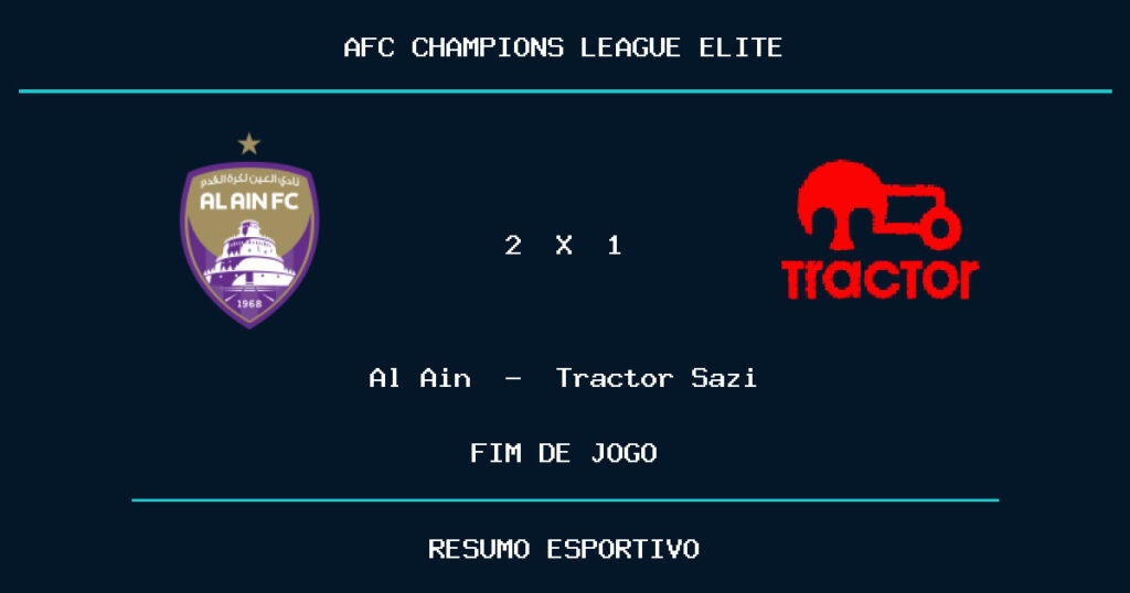 Al Ain vence Tractor Sazi por 2 a 1