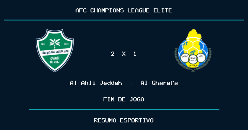Al-Ahli Jeddah marca no fim e vence Al-Gharafa por 2 a 1