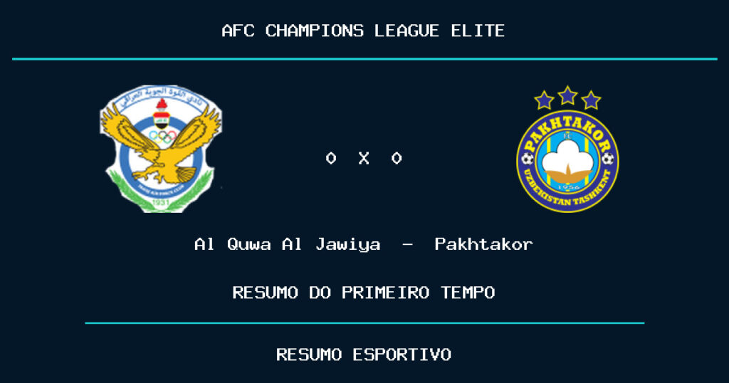 Al Quwa Al Jawiya 0 x 0 Pakhtakor: como foi o primeiro tempo