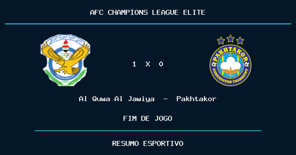 Al Quwa Al Jawiya vence Pakhtakor por 1 a 0