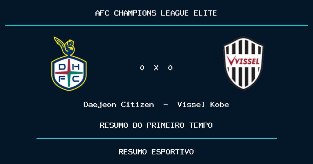 Daejeon Citizen 0 x 0 Vissel Kobe: como foi o primeiro tempo