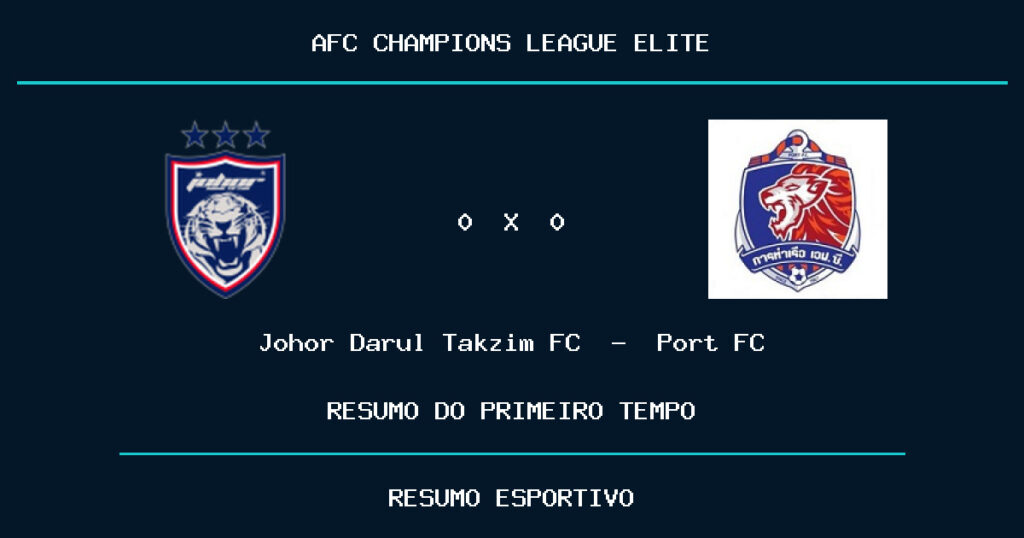 Johor Darul Takzim FC 0 x 0 Port FC: como foi o primeiro tempo