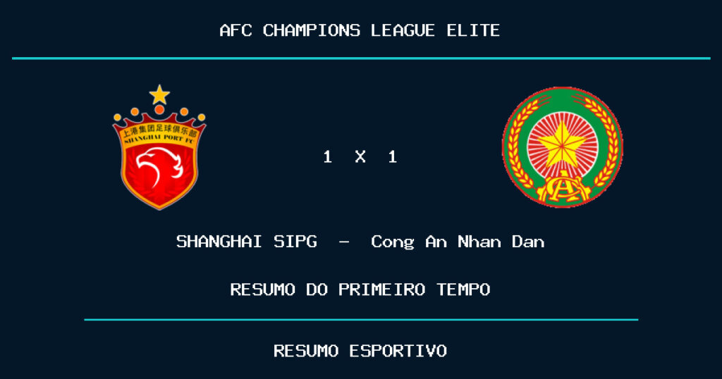 SHANGHAI SIPG 1 x 1 Công An Nhân Dân: como foi o primeiro tempo