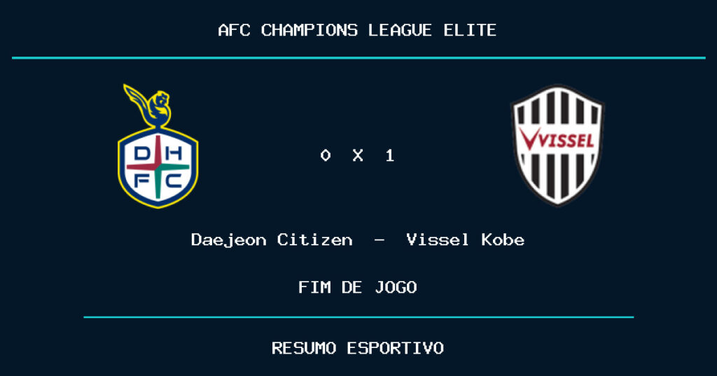 Vissel Kobe vence Daejeon Citizen por 1 a 0