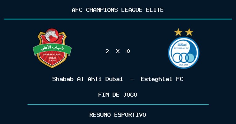 Shabab Al Ahli Dubai vence Esteghlal FC por 2 a 0