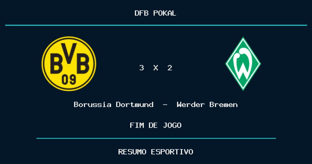 Borussia Dortmund marca no fim e vence Werder Bremen por 3 a 2