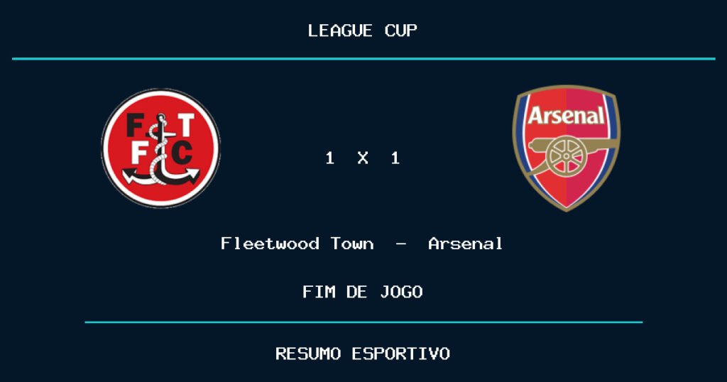 Fleetwood Town e Arsenal empatam por 1 a 1
