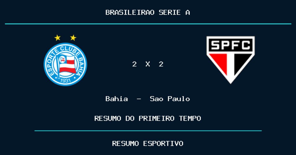 Bahia 2 x 2 Sao Paulo: como foi o primeiro tempo