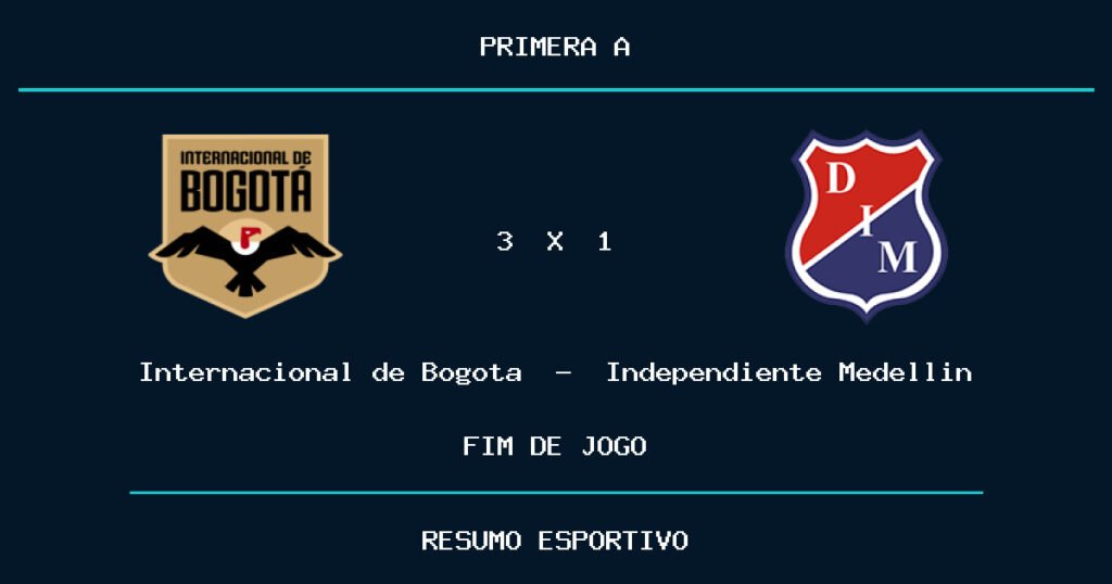 Internacional de Bogota vence Independiente Medellin por 3 a 1