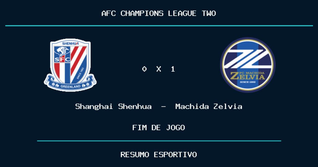Machida Zelvia vence Shanghai Shenhua por 1 a 0