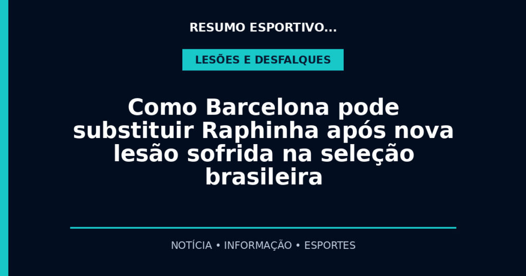 Como Barcelona pode substituir Raphinha após nova lesão sofrida na seleção brasileira