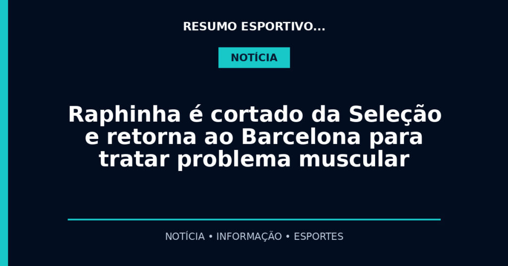 Raphinha é cortado da Seleção e retorna ao Barcelona para tratar problema muscular