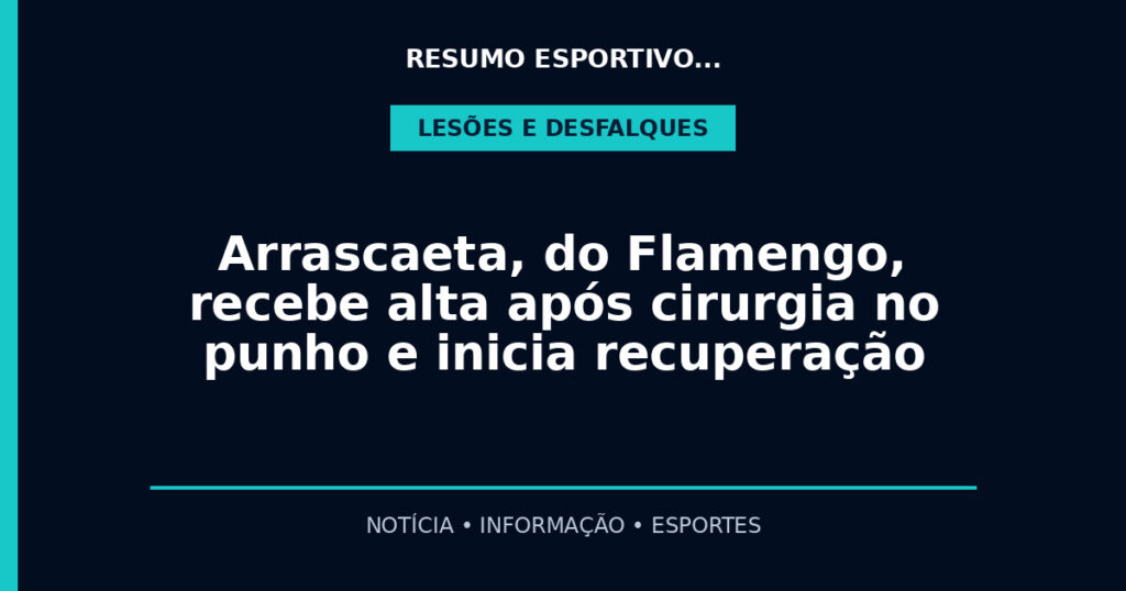 Arrascaeta, do Flamengo, recebe alta após cirurgia no punho e inicia recuperação