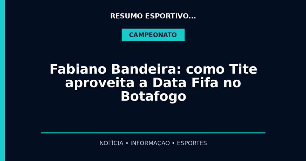 Fabiano Bandeira: como Tite aproveita a Data Fifa no Botafogo