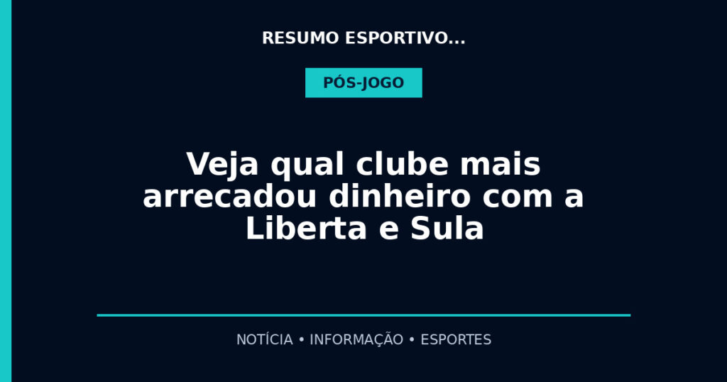 Veja qual clube mais arrecadou dinheiro com a Liberta e Sula