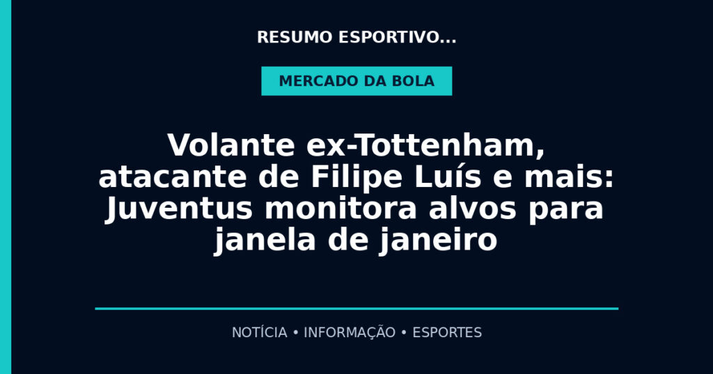 Volante ex-Tottenham, atacante de Filipe Luís e mais: Juventus monitora alvos para janela de janeiro