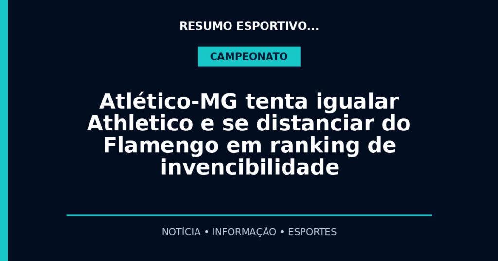 Atlético-MG tenta igualar Athletico e se distanciar do Flamengo em ranking de invencibilidade
