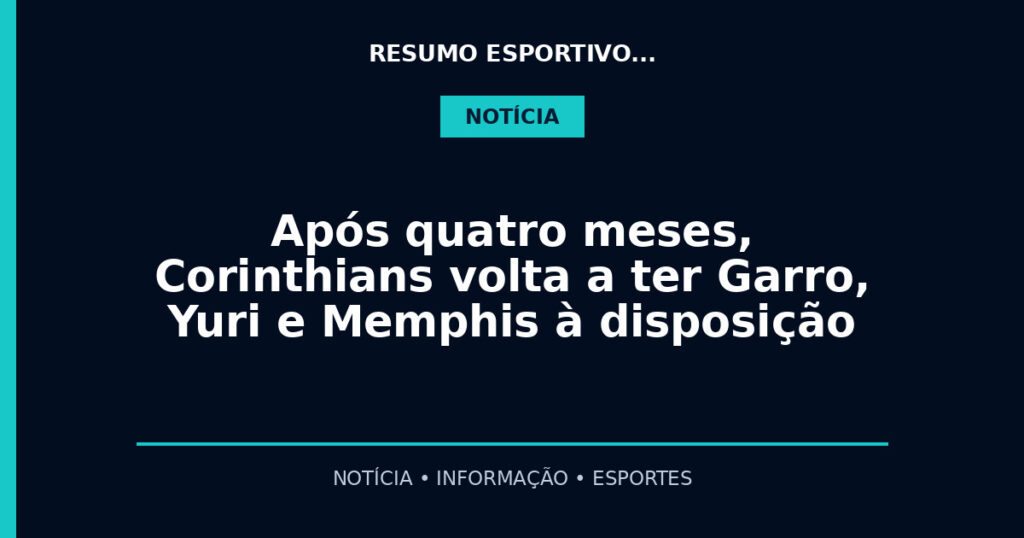 Após quatro meses, Corinthians volta a ter Garro, Yuri e Memphis à disposição