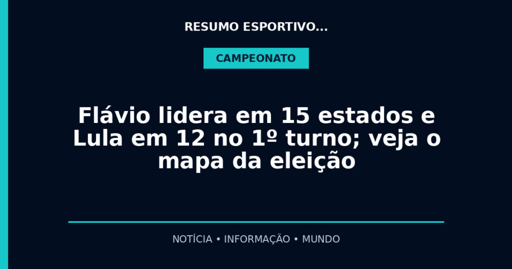 Flávio lidera em 15 estados e Lula em 12 no 1º turno; veja o mapa da eleição