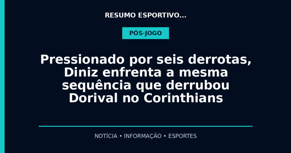 Pressionado por seis derrotas, Diniz enfrenta a mesma sequência que derrubou Dorival no Corinthians