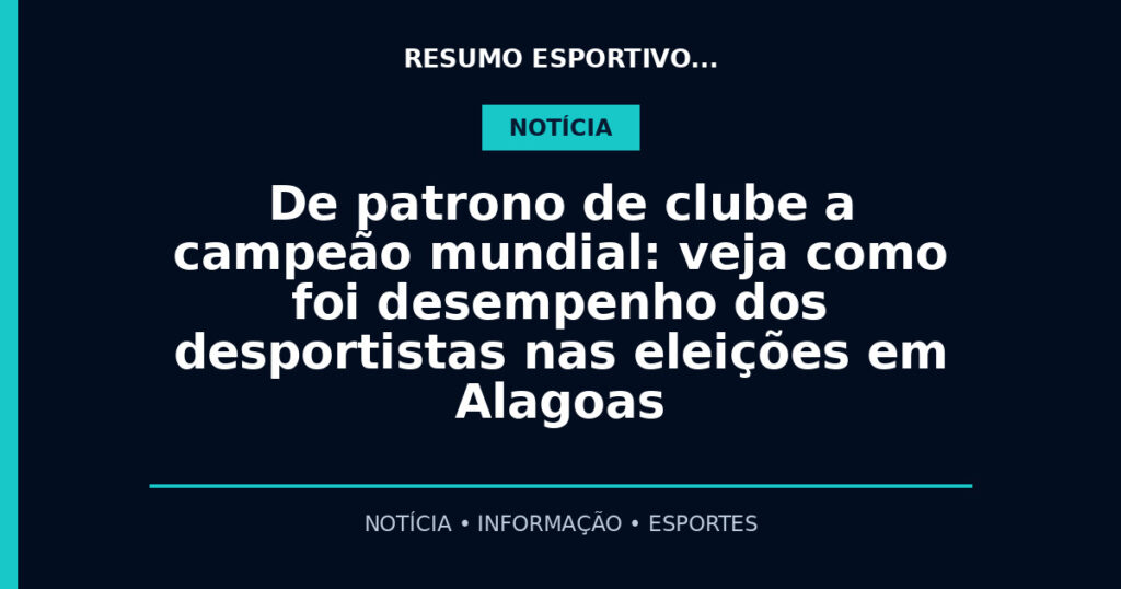 De patrono de clube a campeão mundial: veja como foi desempenho dos desportistas nas eleições em Alagoas