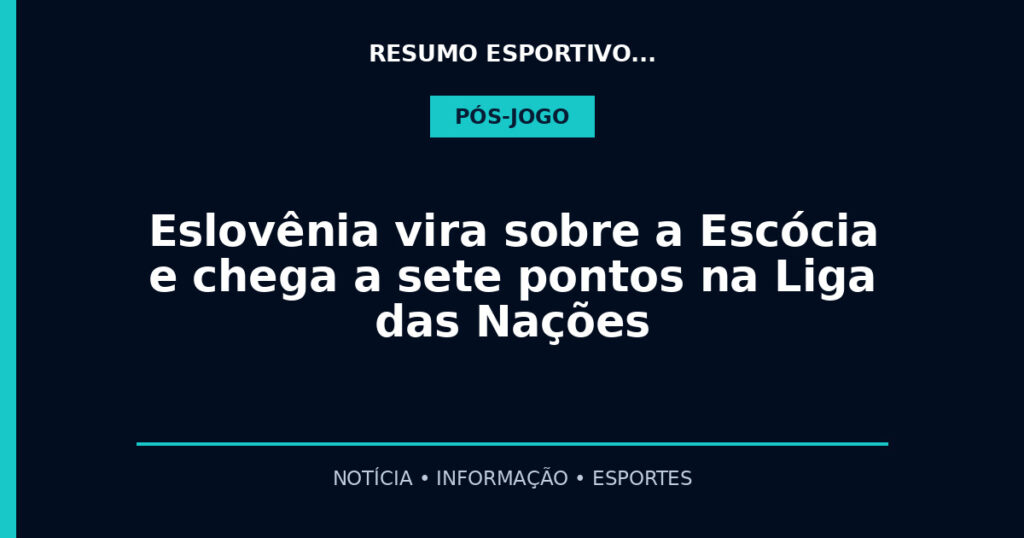 Eslovênia vira sobre a Escócia e chega a sete pontos na Liga das Nações