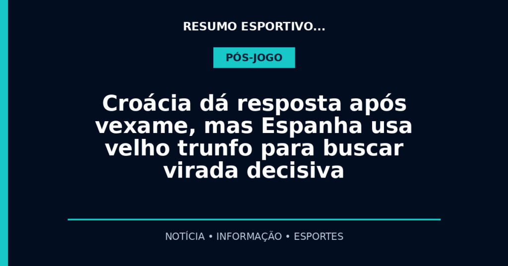 Croácia dá resposta após vexame, mas Espanha usa velho trunfo para buscar virada decisiva