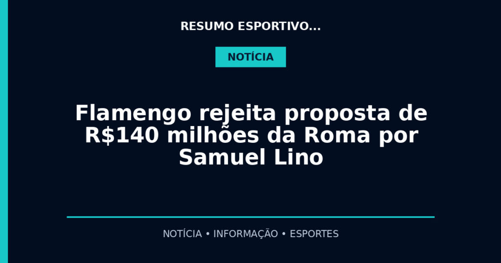 Flamengo rejeita proposta de R$140 milhões da Roma por Samuel Lino