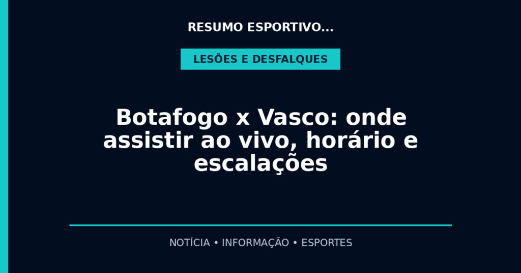 Botafogo x Vasco: onde assistir ao vivo, horário e escalações