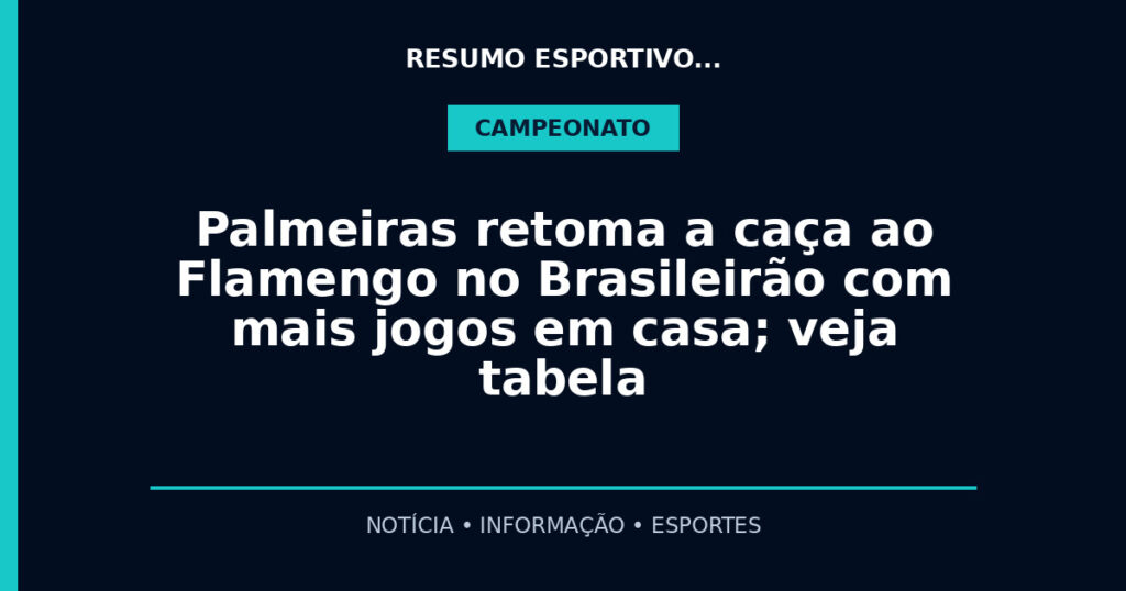 Palmeiras retoma a caça ao Flamengo no Brasileirão com mais jogos em casa; veja tabela