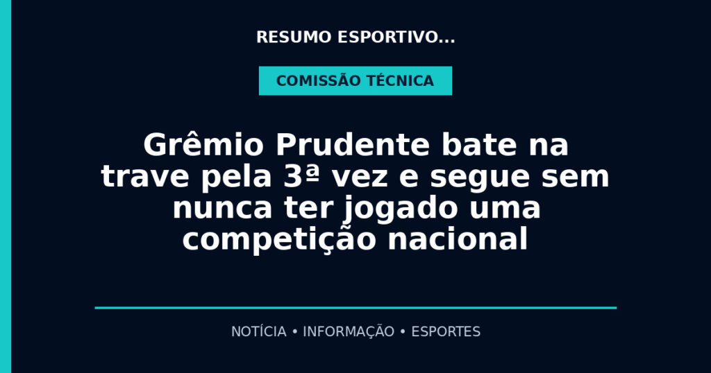 Grêmio Prudente bate na trave pela 3ª vez e segue sem nunca ter jogado uma competição nacional
