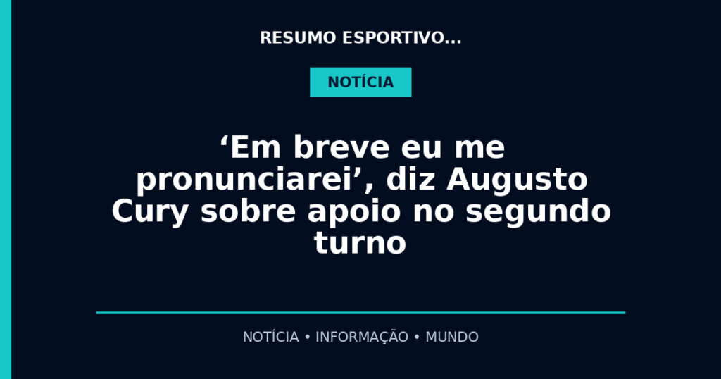 ‘Em breve eu me pronunciarei’, diz Augusto Cury sobre apoio no segundo turno