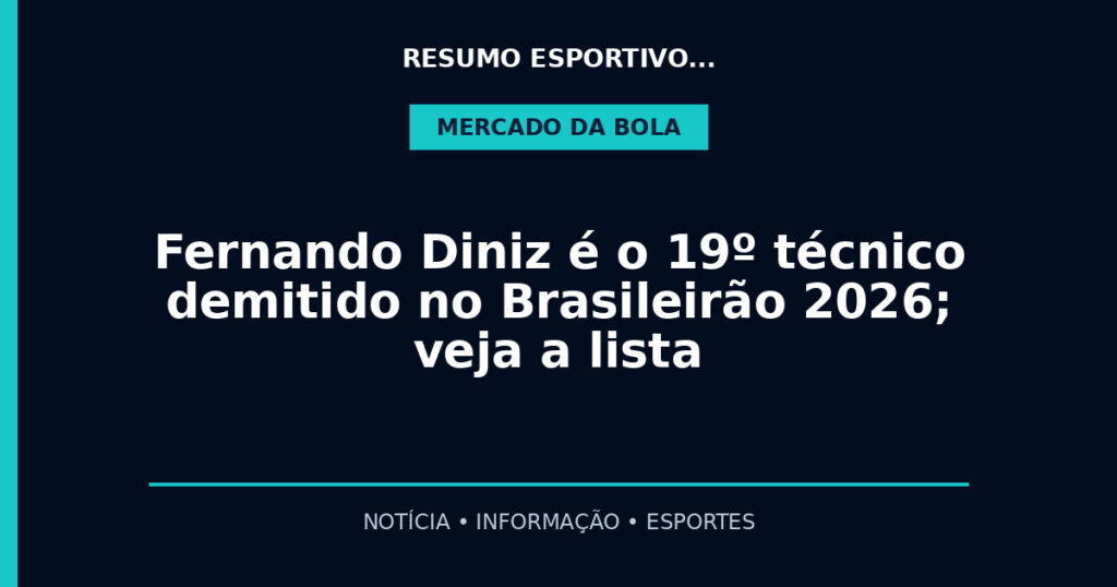 Fernando Diniz é o 19º técnico demitido no Brasileirão 2026; veja a lista