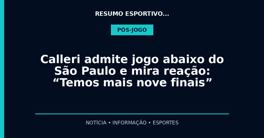 Calleri admite jogo abaixo do São Paulo e mira reação: “Temos mais nove finais”