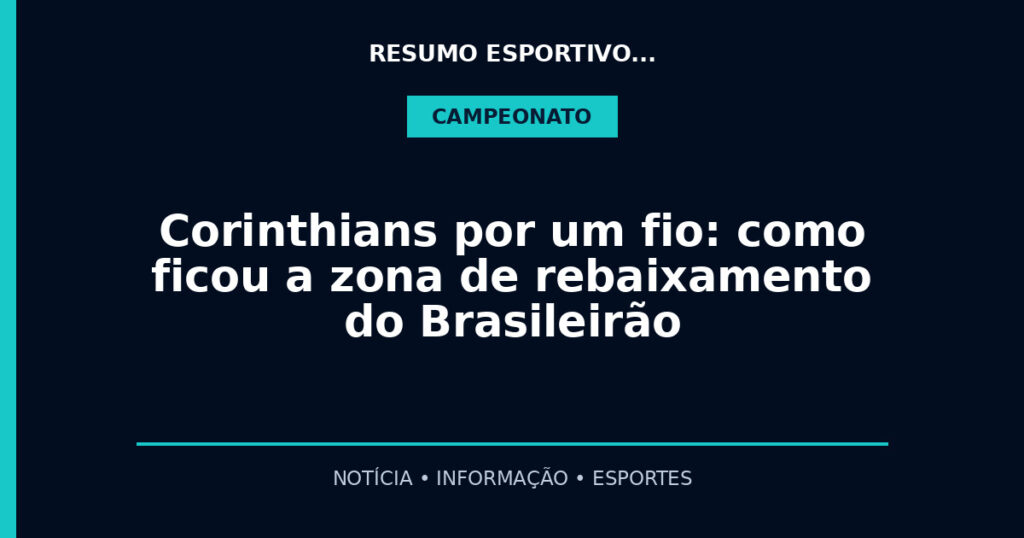 Corinthians por um fio: como ficou a zona de rebaixamento do Brasileirão
