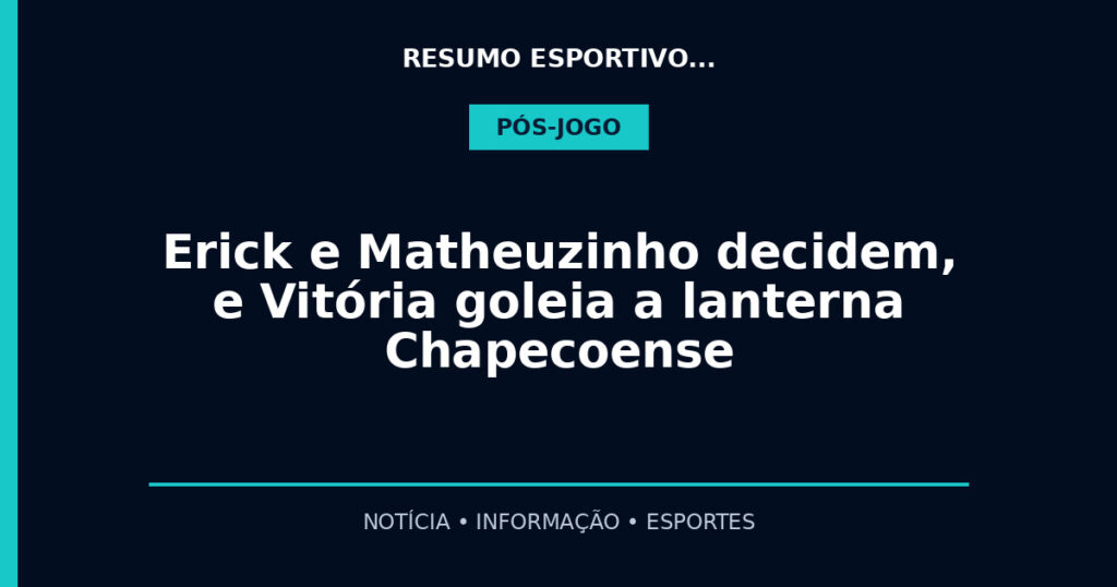 Erick e Matheuzinho decidem, e Vitória goleia a lanterna Chapecoense